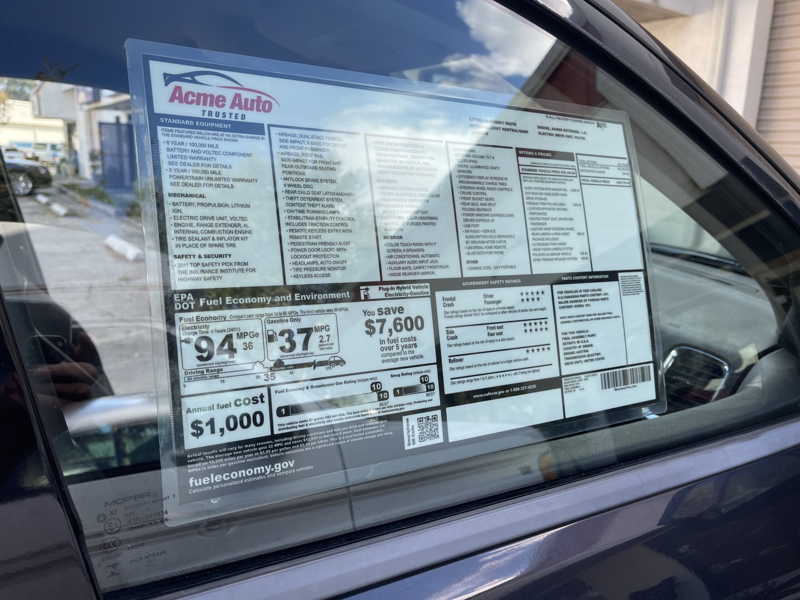 Car Window Label